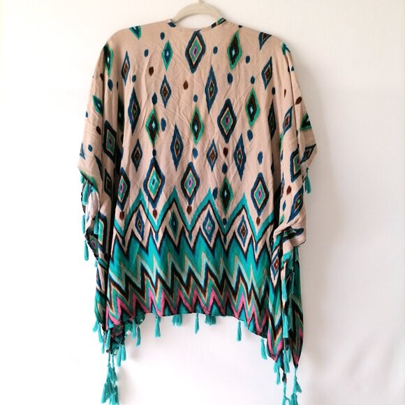 Do Every Thing in Love Womens Multicolor Argyle Diamond Cover up Kimono One Size - Picture 4 of 6